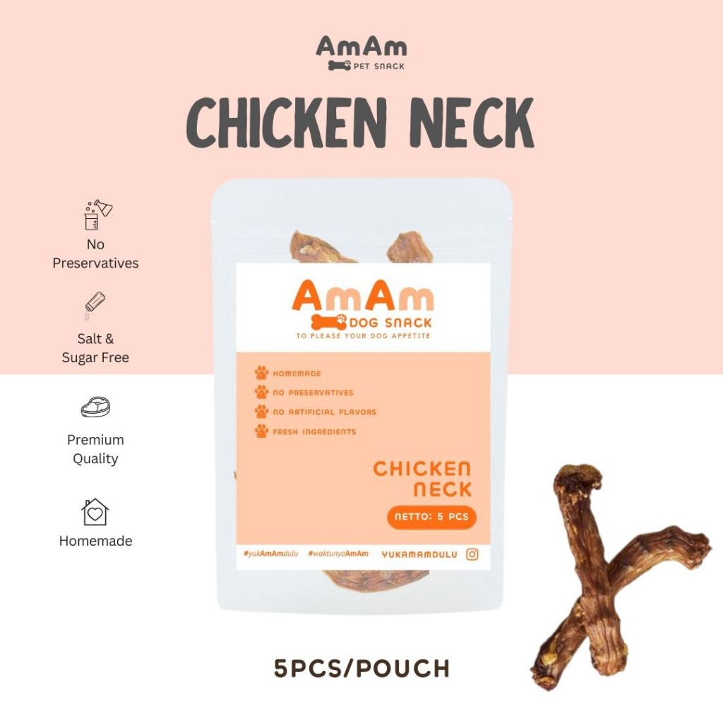 AmAm Chicken Neck Snack Anjing Leher Ayam Cemilan Anjing Dog Chew Dog Snack Treats