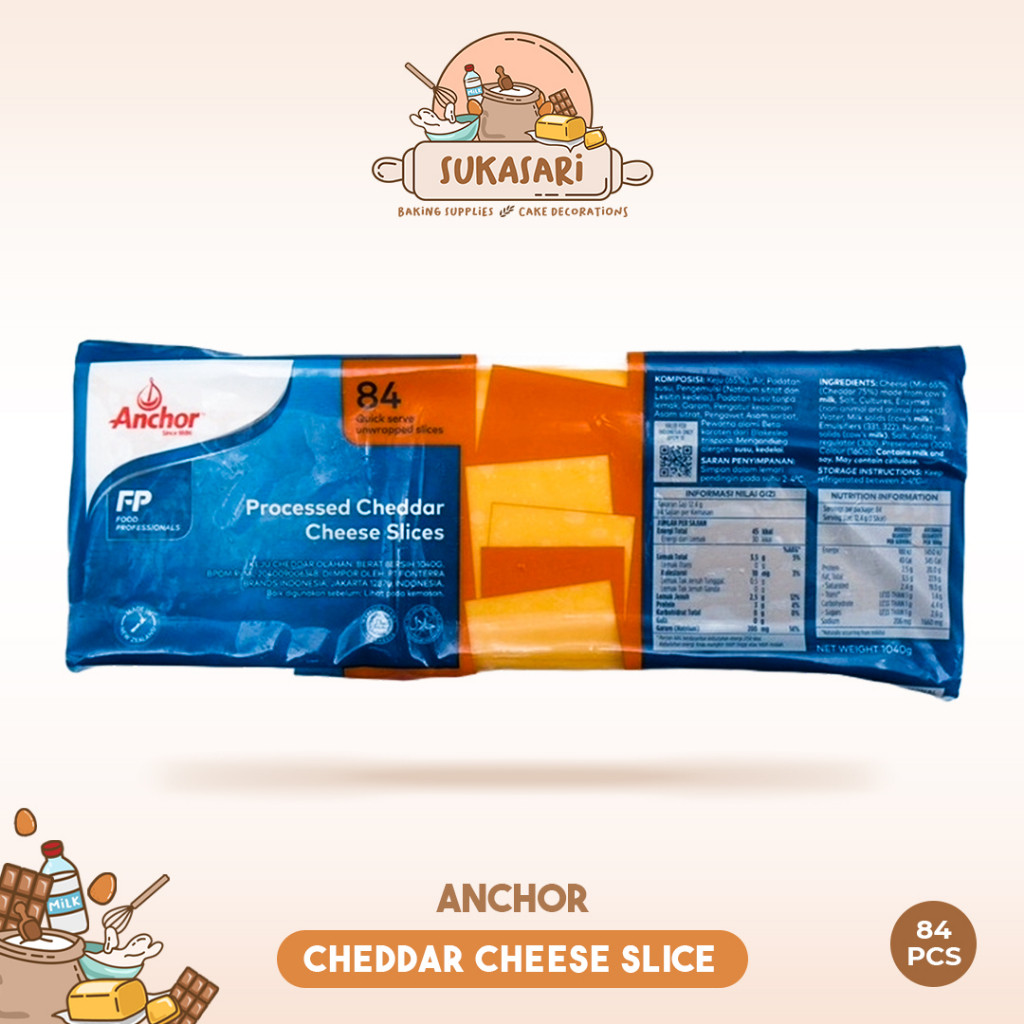

Sukasari - Anchor Cheddar Cheese 84 Slice, 28 Slice Repack / Keju Cheddar Slice Anchor / Keju Burger