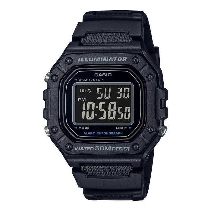 Casio Original Pria W-218H-1Bvdf Rubber Strap Digital Black