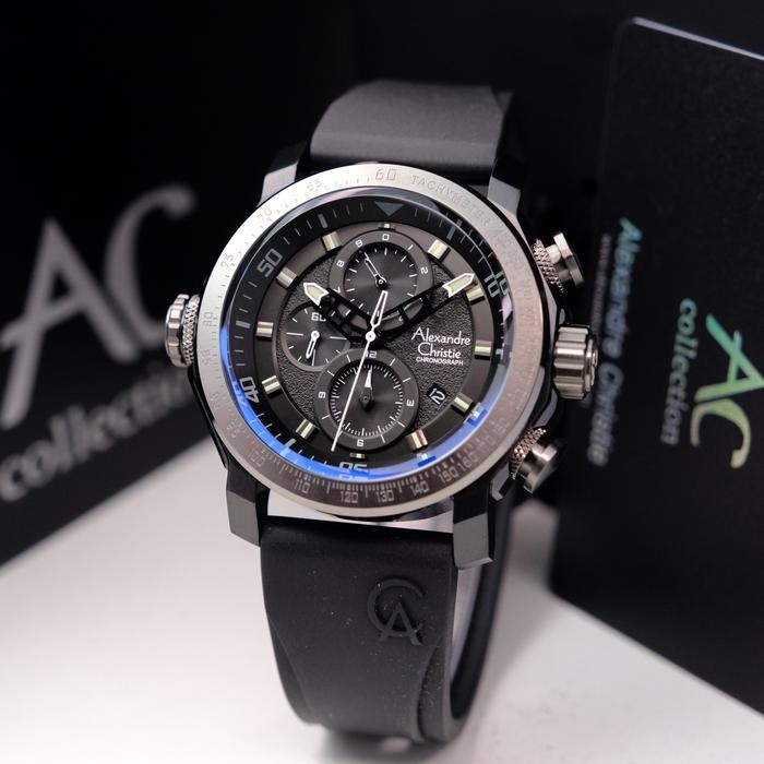 Alexandre Christie Ac 6565 Full Black Pria. Garansi Resmi 1Tahun