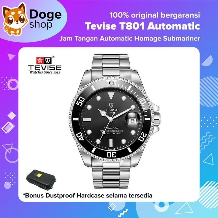 Tevise T801 Automatic Submariner Homage Watch Jam Tangan Original