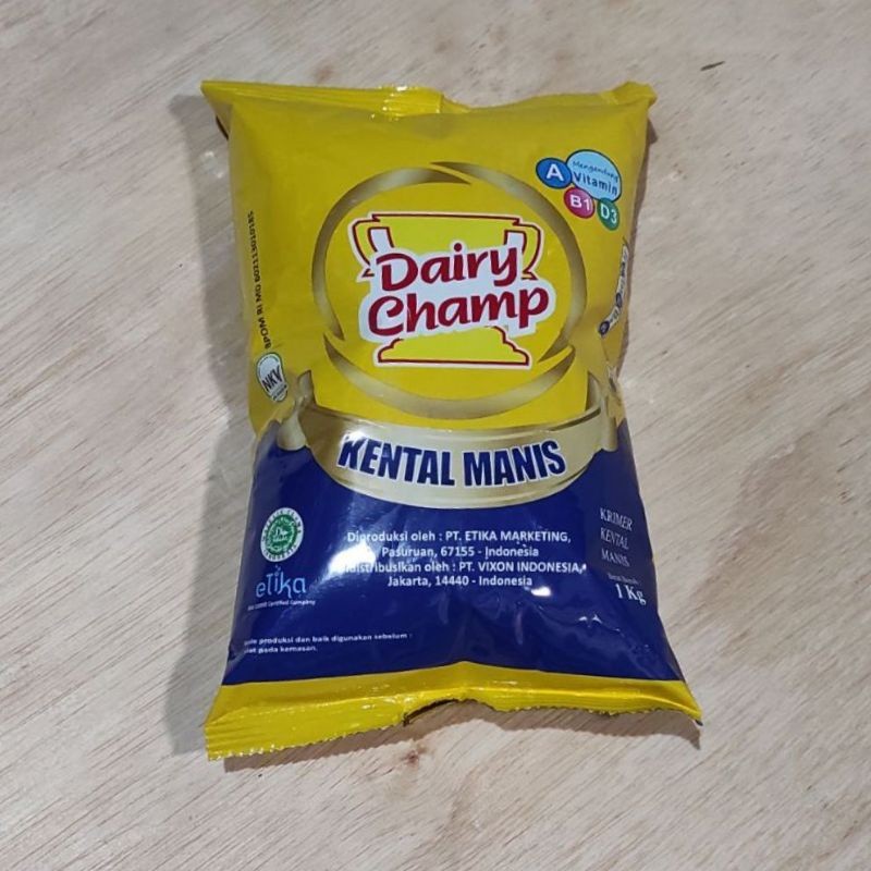 

DAIRY CHAMP KENTAL MANIS 1 KG KEMASAN PILLOW BANTAL KRIMER SUSU DAIRYCHAMP