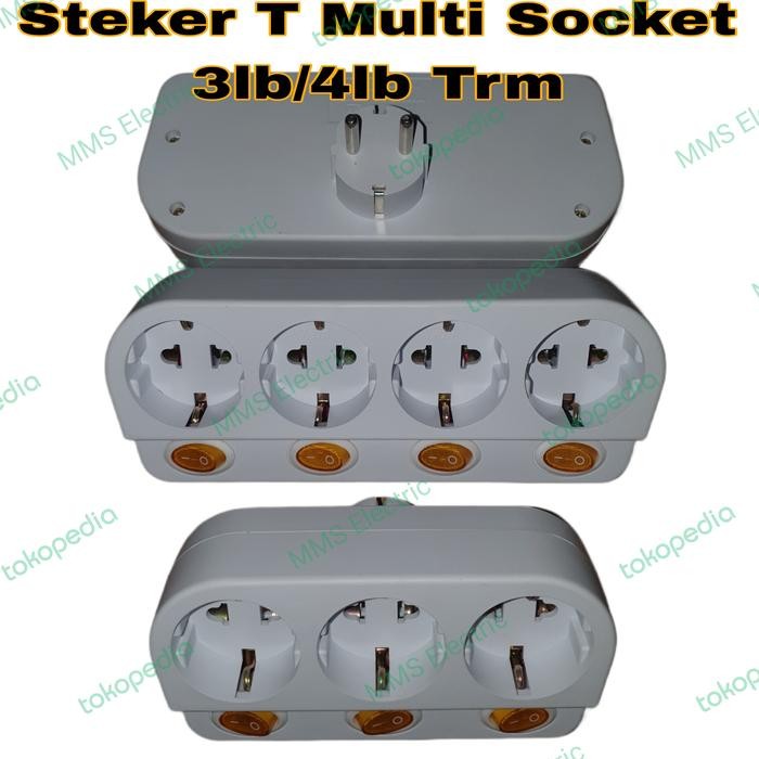 Terbagus Steker T Multi Socket 3Lubang/4Lubang Merk Trm Isi 4Pcs