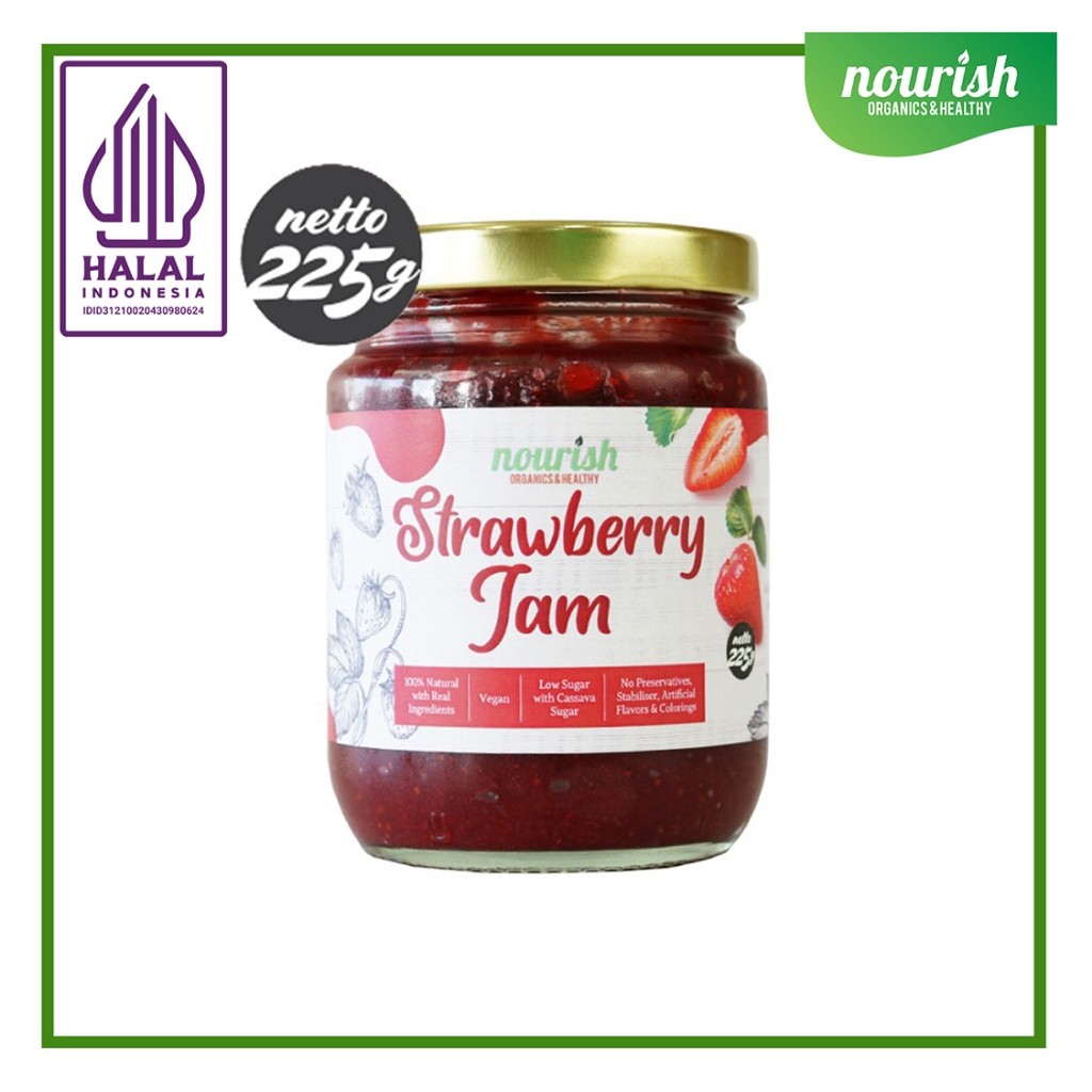 

STRAWBERRY JAM VEGAN (SELAI STRAWBERRY) RENDAH KALORI, TANPA GULA PASIR 225gr