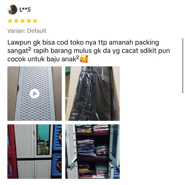 fifia BAZAAR Lemari Baju Plastik / Lemari Pakaian Plastik / Lemari Plastik Portable 4 Pintu Panjang