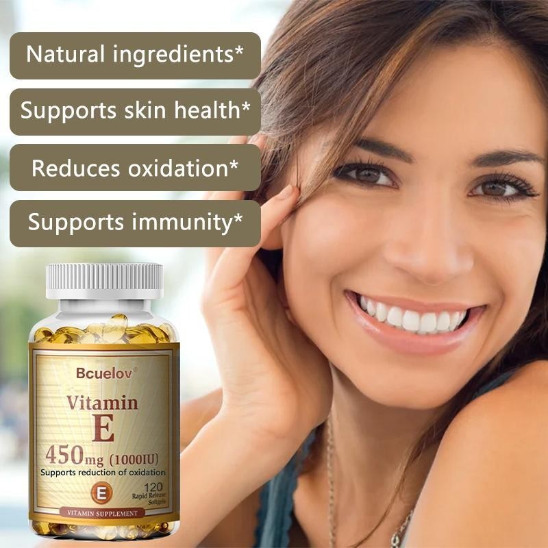 Vitamin E, Bcuelov, 450 Mg, Nutraceutical, Antioxidant, Supports Skin Health, Helps Fht Free