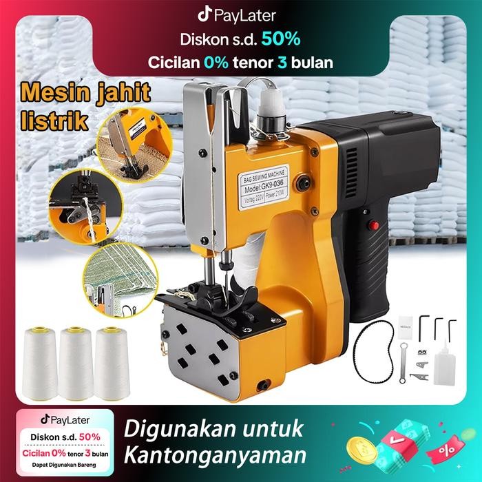 Mesin Jahit Karung Gk9-036 Portable Kecil Integrasi Ekspres Muatan Tanpa Wayar Tas Beras, Sepenuhnya