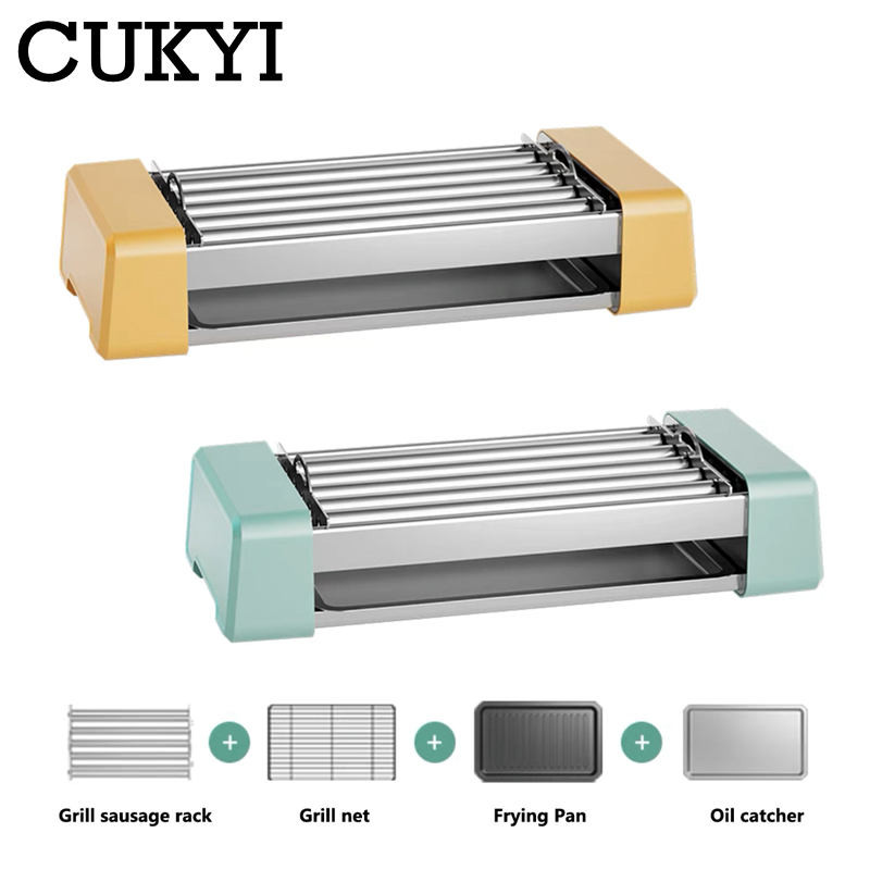 Pemanggang Putar Otomatis Desktop Putar Termostatik Pembuat Hot Dog Mesin Barbekyu Sosis Jagung Kast