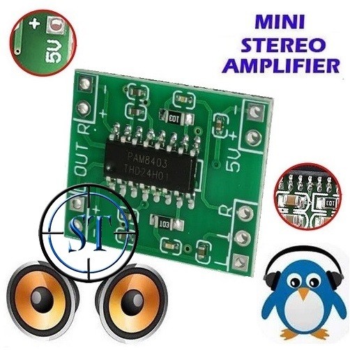 [YE] Kit - Potensio PAM8403 5V Stereo 2 Ch. 3W Mini HiFi Amplifier Chip Modul 3 Watt PAM 8403 Modul