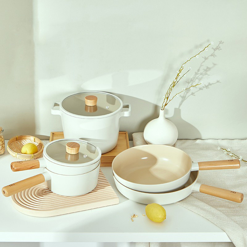 Wajan Anti Lengket Keramik Korea Panci Susu Wajan Anti Lengket Wajan Penggorengan Kompor Induksi Kom