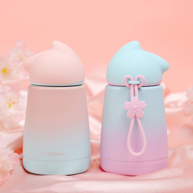 300Ml Gradien Kucing Pemodelan Termos Vakum Belanja Perjalanan Cangkir Kopi Baja Tahan Karat 304 Bot