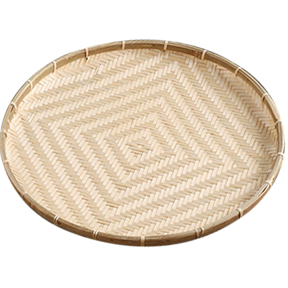 Pengeringan Pengki Bulat Keranjang Makanan Nampan Kue Melayani Piring Bambu Anyaman Penyimpanan Maka