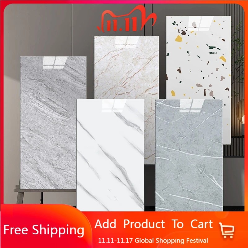 60Cm X 30Cm Stiker Dinding Ubin Marmer Palsu Tahan Air Berperekat Kertas Dinding Kamar Mandi Dapur S