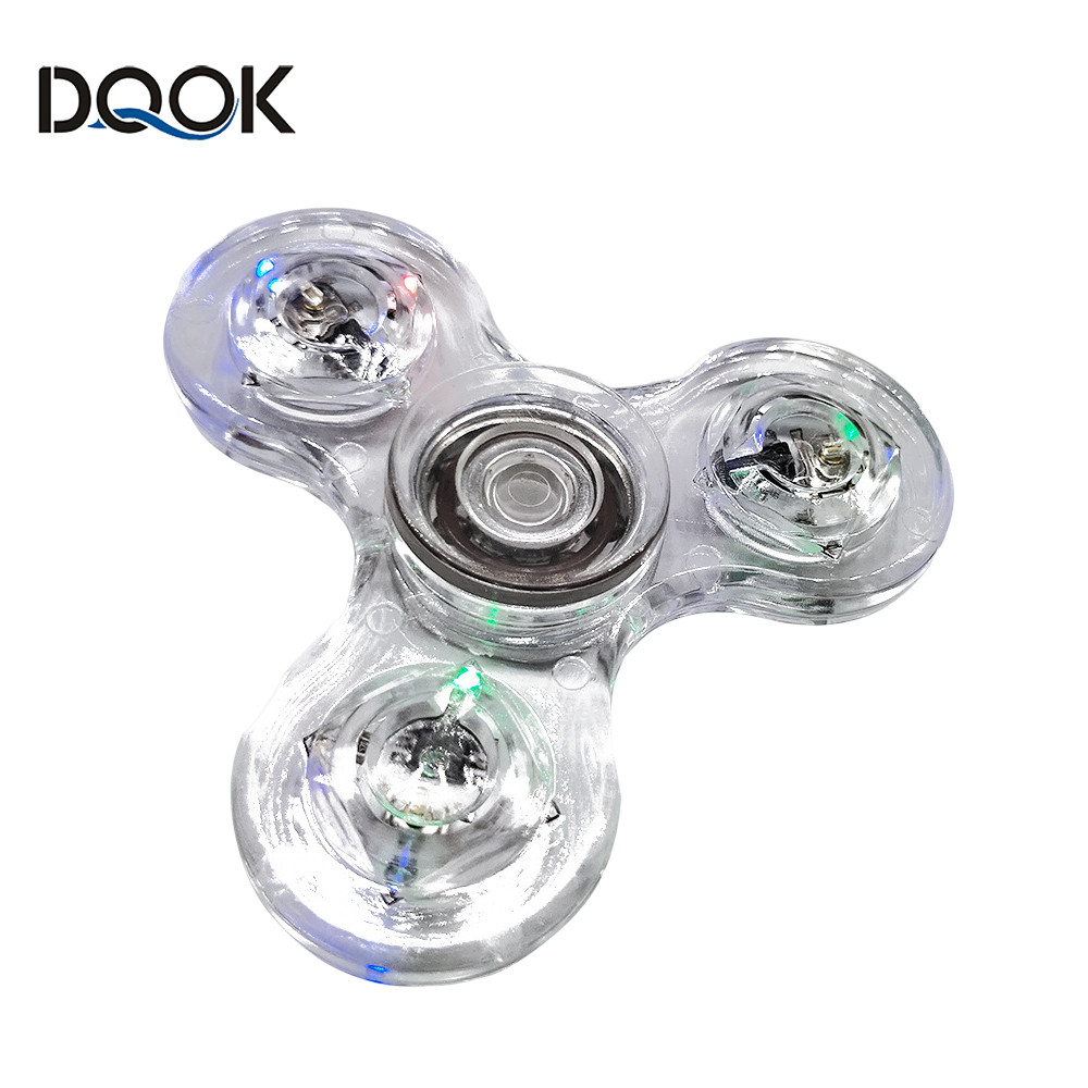 Lampu LED Bercahaya Fidget Spinner Tangan Atas Spinner Menyala Dalam Gelap Cahaya EDC Figet Spiner J