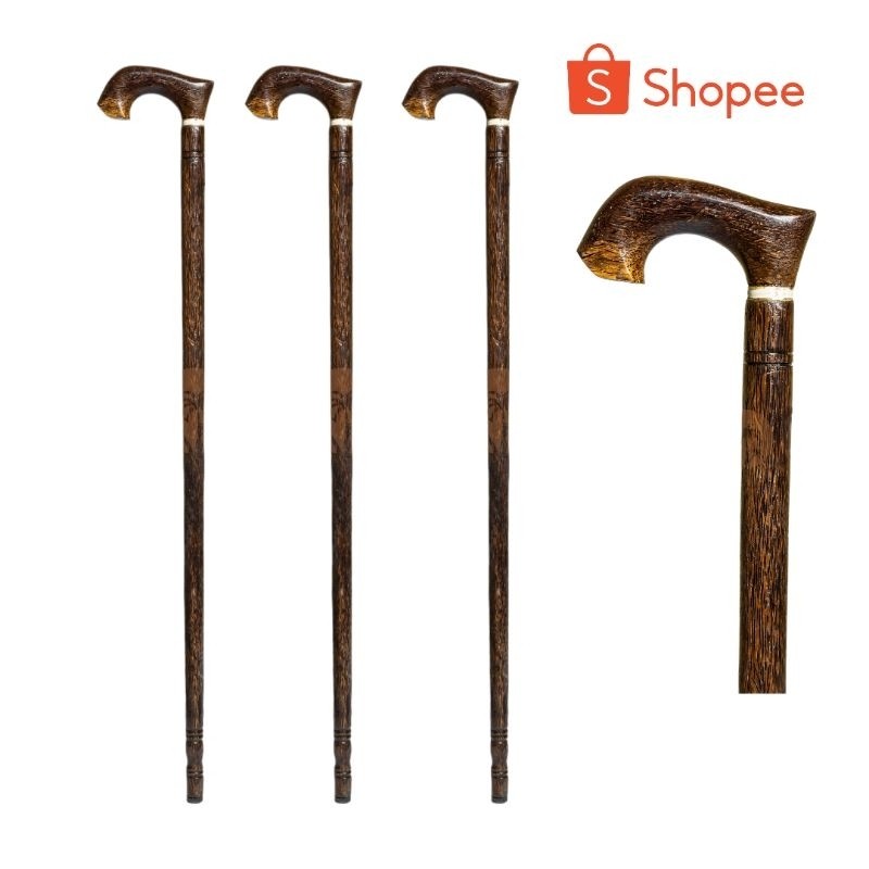 tongkat jalan lansia bahan kayu aren