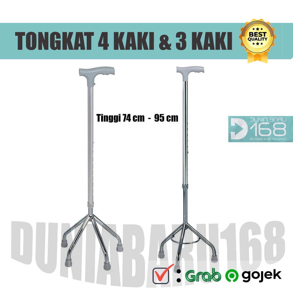 Tongkat Alat Bantu Jalan Lansia kaki 4 & 3/ Tongkat Medical Stainless