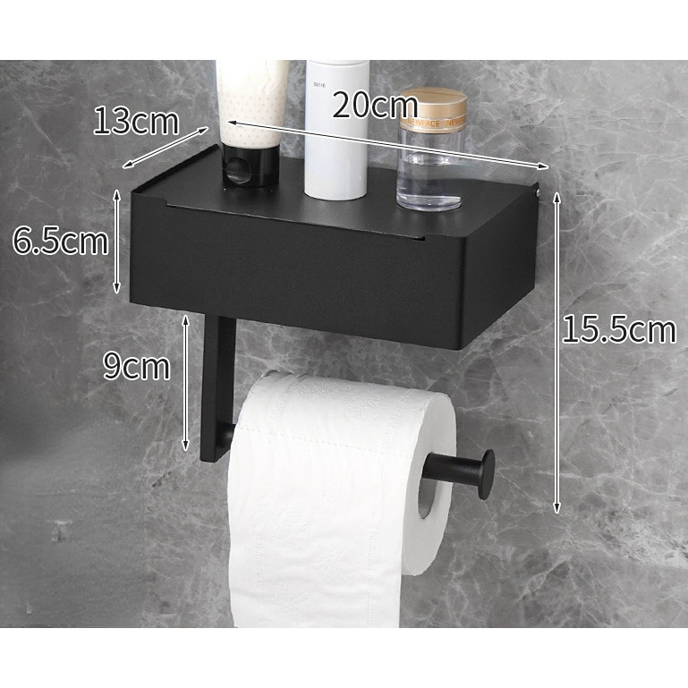 Tempat Tisu Toilet Hitam Tempat Tisu Toilet Tanpa Pengeboran dengan Kotak Lap Basah Tempat Tisu Toil