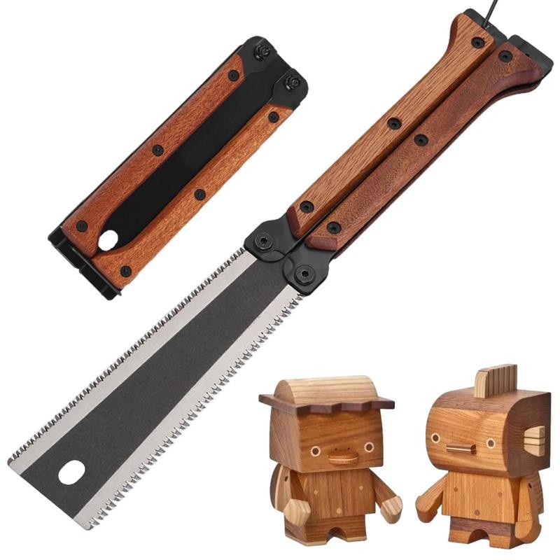 Gergaji Tarik Jepang Gergaji Tangan Kayu Lipat dengan Gergaji Lipat Tepi Ganda Alat Pertukangan Gerg