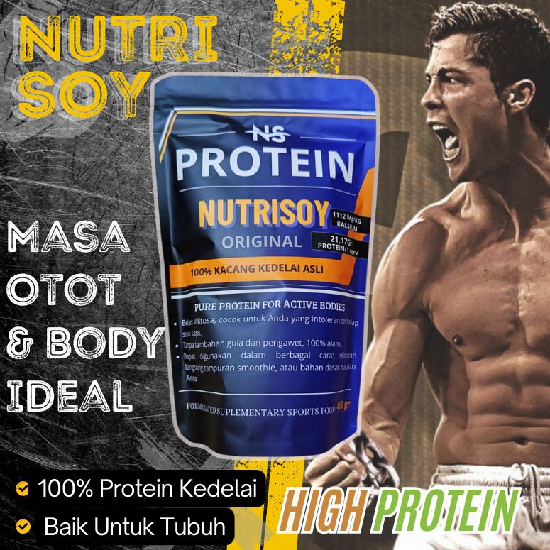Susu Protein Kedelai Rasa Coklat 1KG Whey Protein 100% Kedelai Penambah Masa Otot - Whey Protein