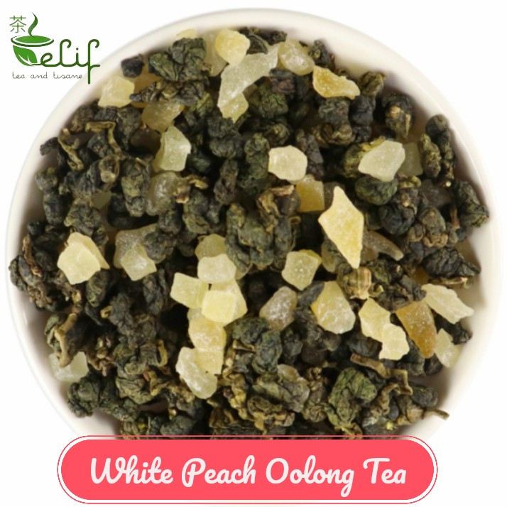 

ELIF TEA Big Pack White Peach Oolong Tea Fresh Oolong Tea with Real Dried Peach Chunks [PREMIUM]