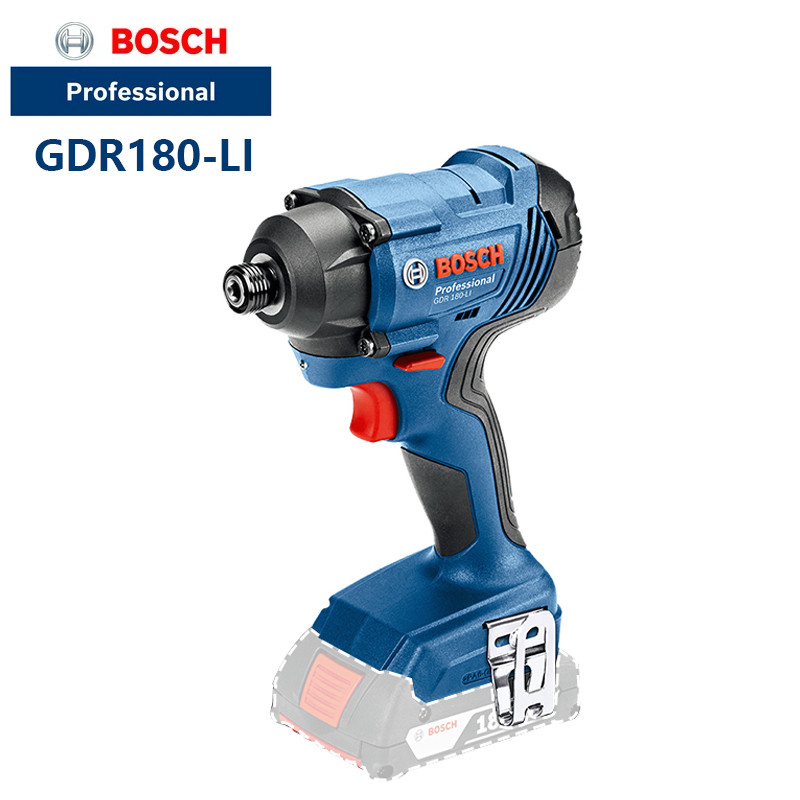 Obeng Impact Bosch 18V GDR 180-LI Obeng Listrik Isi Ulang Tanpa Kabel Bor Listrik Batch Logam Telanj
