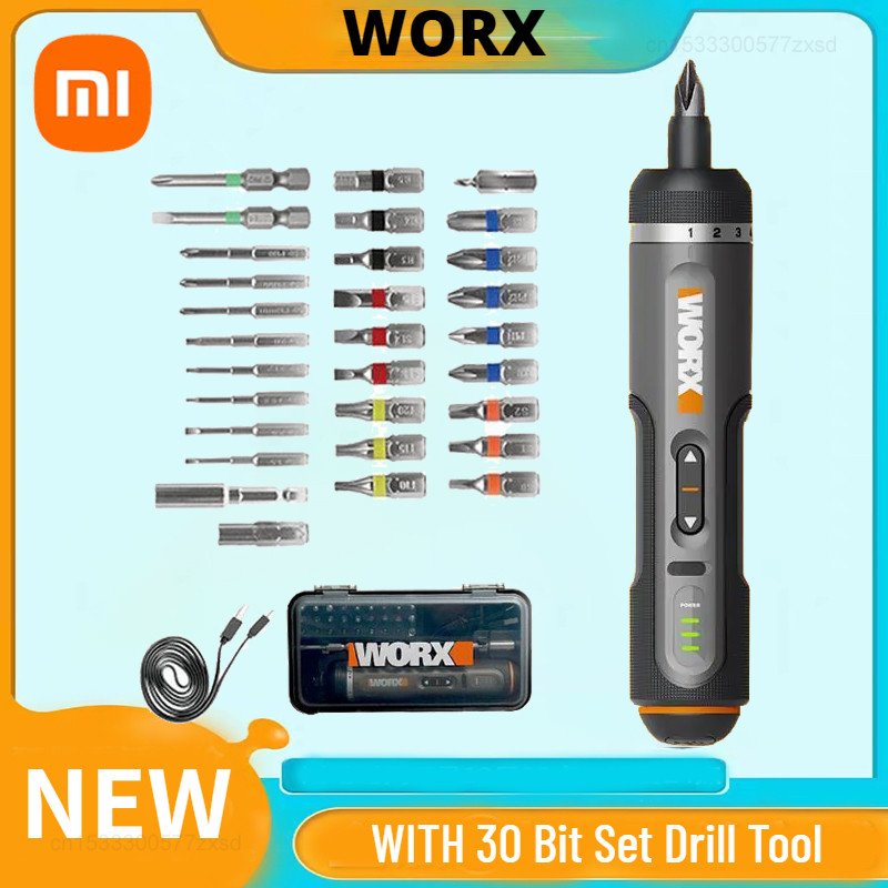 Worx 4V Set Obeng Listrik WX242 Obeng Listrik Tanpa Kabel Pintar Alat Perbaikan Obeng USB Isi Ulang