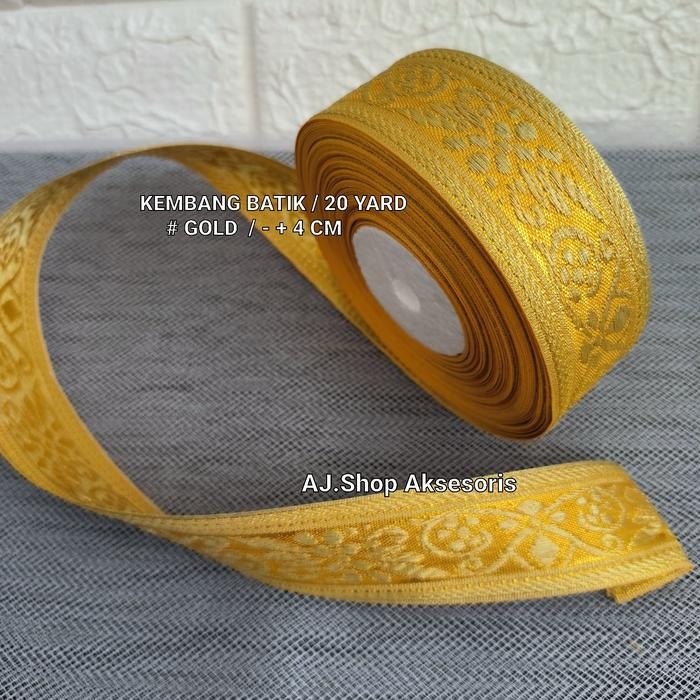 Pita Renda Bordir Emas ,Lebar 4 Cm