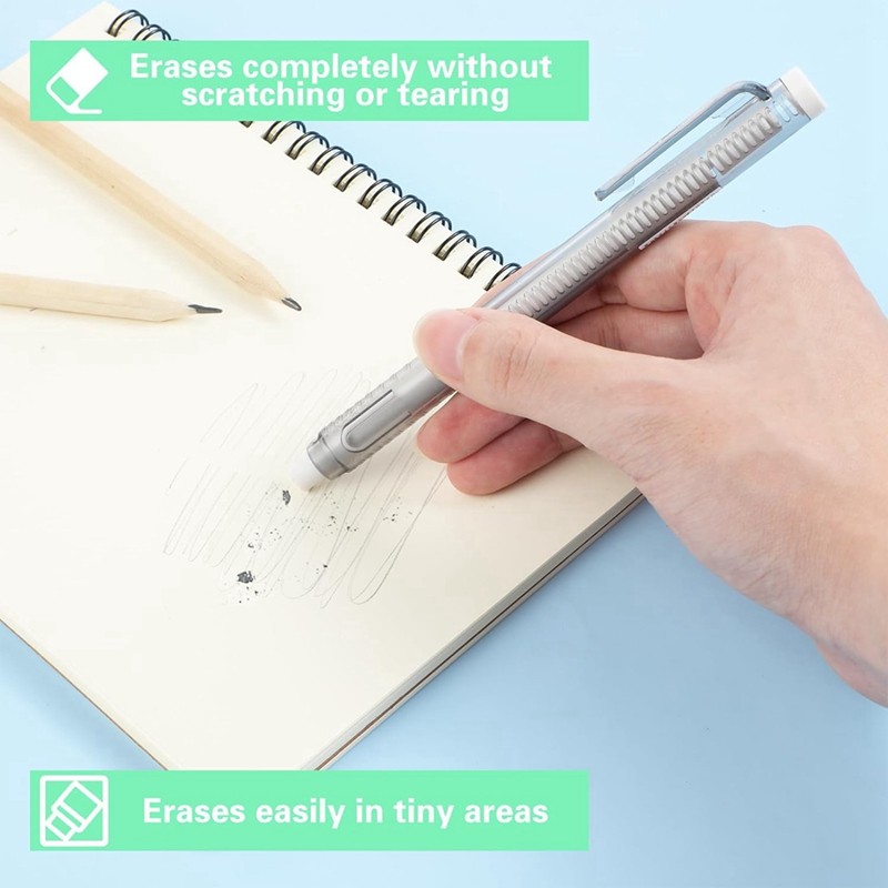 12Pcs Retractable Eraser Mechanical Eraser Pen Pencil Eraser Pencil Pen Artist School Office Drawing
