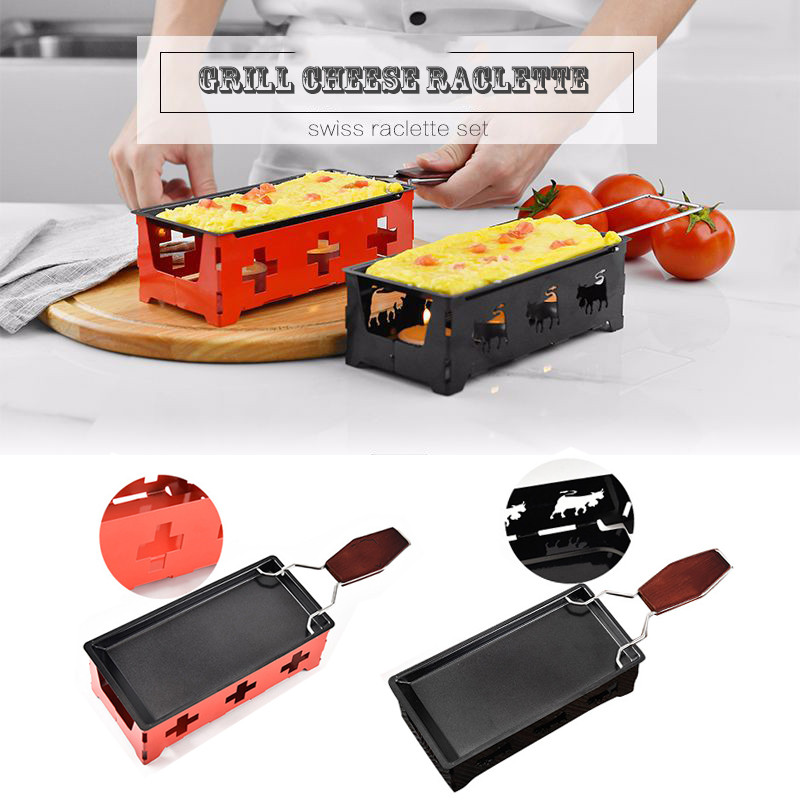 Terlaris Grill Cheese Raclette Set Non-stick Griller Mini BBQ Cheese Board Baked Cheese Oven Iron S