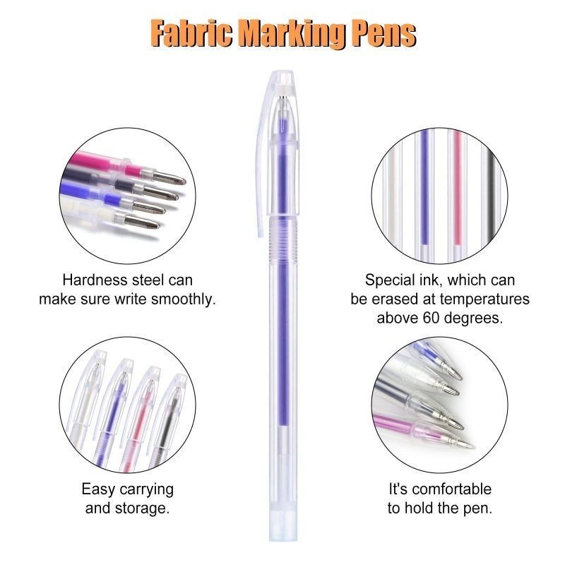 

40pcs Tinta+ 1 Case Heat Erasable Pen Pulpen Heat Erasable Pen Pola Panas Pen Penanda Kain