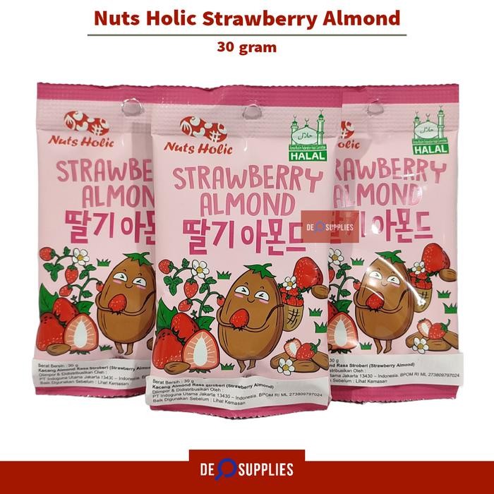 

Amoo Nuts Holic Strawberry Almond 30Gr - Kacang Almond Stroberi Snack Korea Nutsholic Halal