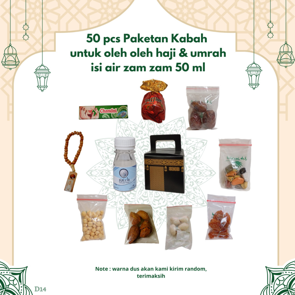 

Lovely Back - 50 pcs paketan hemat KABAH untuk oleh oleh haji dan umroh ( botol isi air zamzam 50 ml