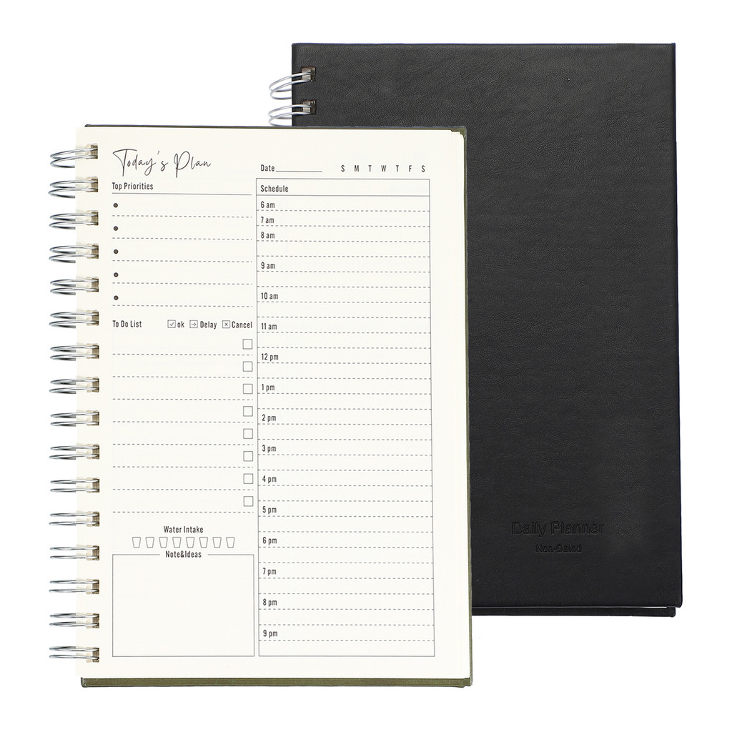 

Undated Daily Planner With Hourly Schedule A5 To-Do List Hard Cover Spiral Notebook Appointments
