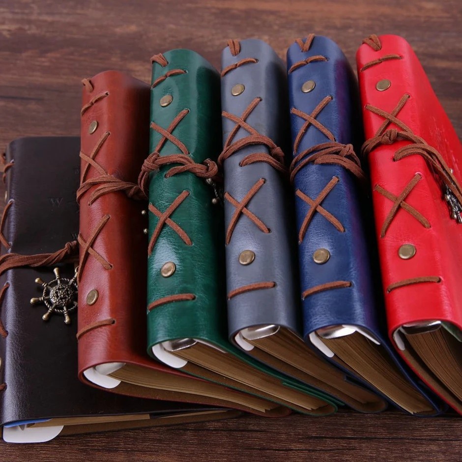 

Writing Journal Spiral Notebook Diary Notepad Vintage Nautical Pirate Anchors Pu Leather Retro