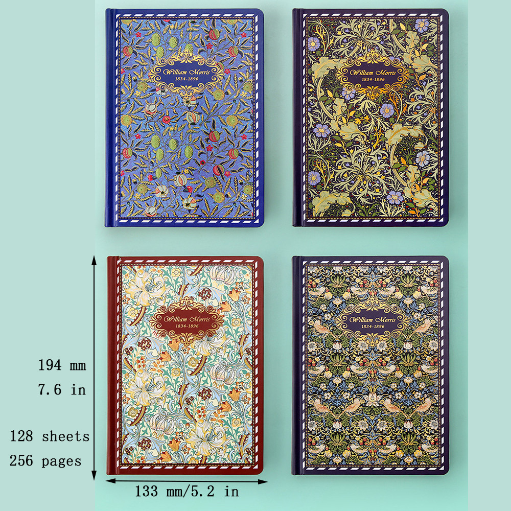 

British William Morris Painting Color Illustration Page Retro Hardcover Notebook Plant Flower Art