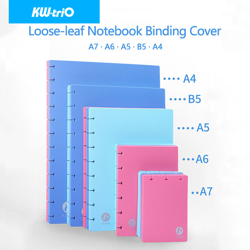 

Kw-Trio A4/A5/B5 Loose-Leaf Notebook Cover Mushroom Hole Discs Ring Binding Binder Shell 360 Degree
