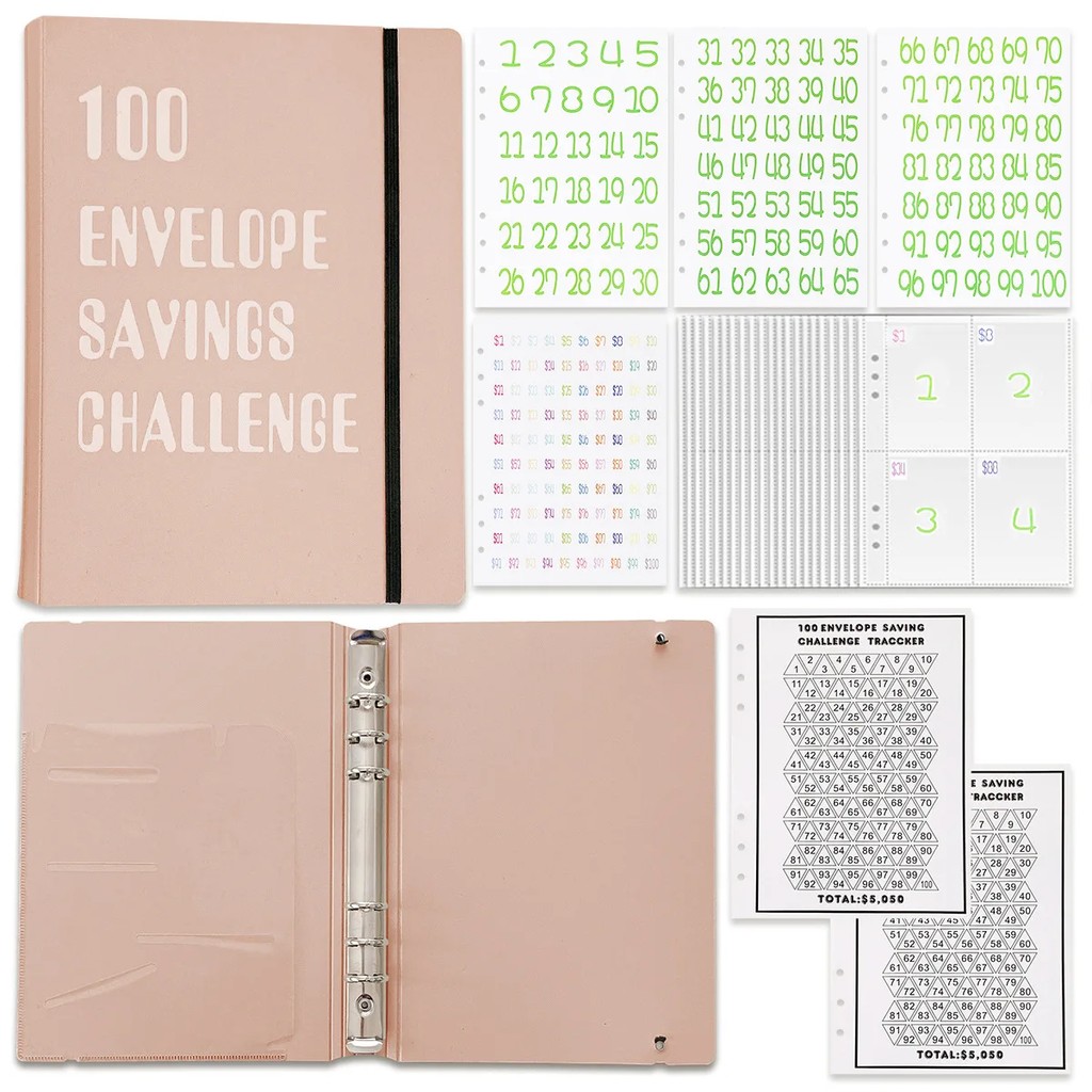 

A5 100 Envelope Challenge Loose Leaf Binder Notebook Inner Core Cover Note Book Journal Planner