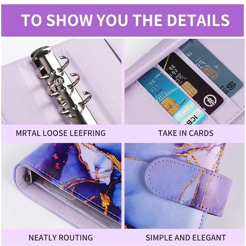 

Binder Notebook Money Budget Organizer Cover Marble Cash Envelopes Budgeting Colorful For Planner
