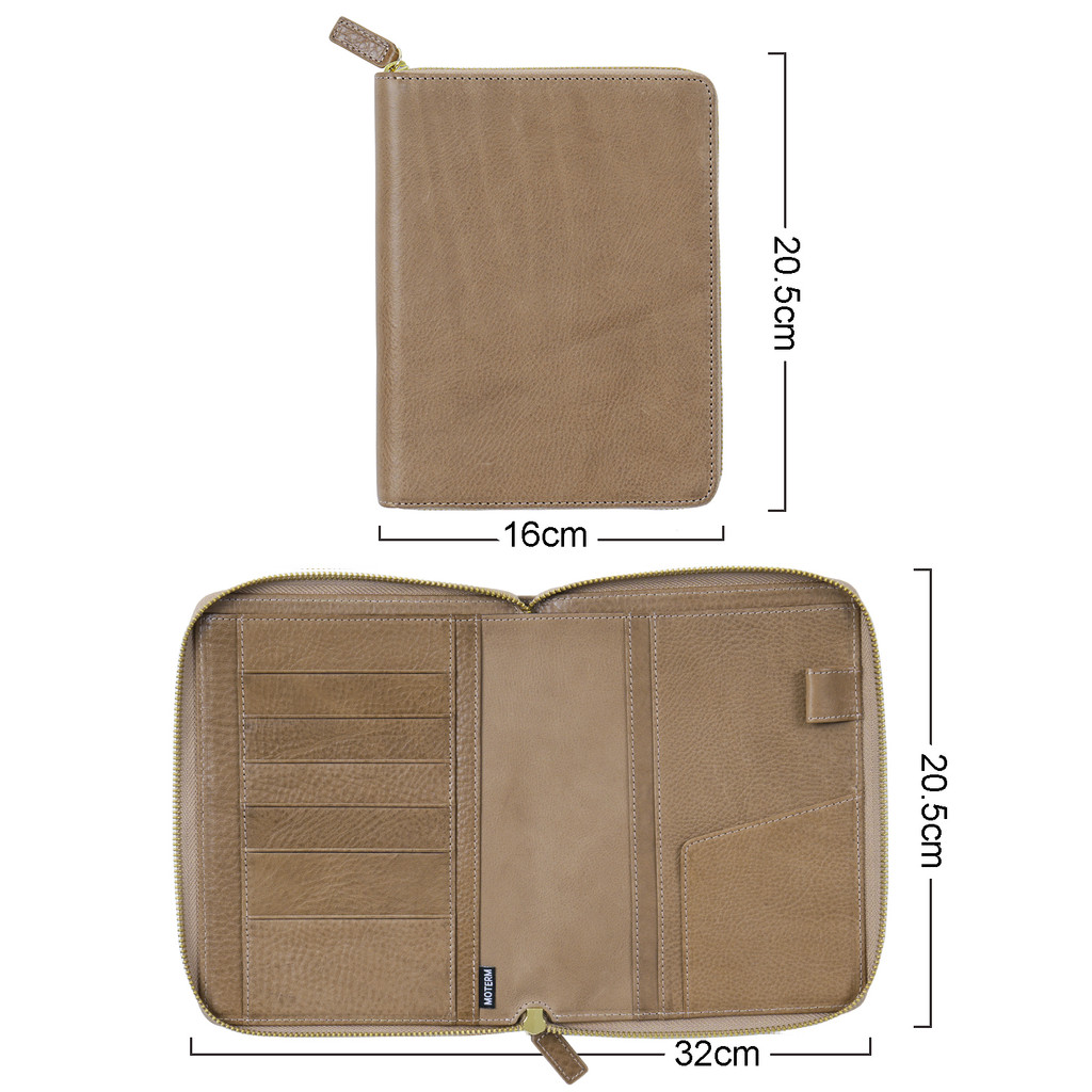 

Moterm Full Grain Vegetable Tanned Leather B6 Zip Cover With Top Pocket Planner Zipper Notebook