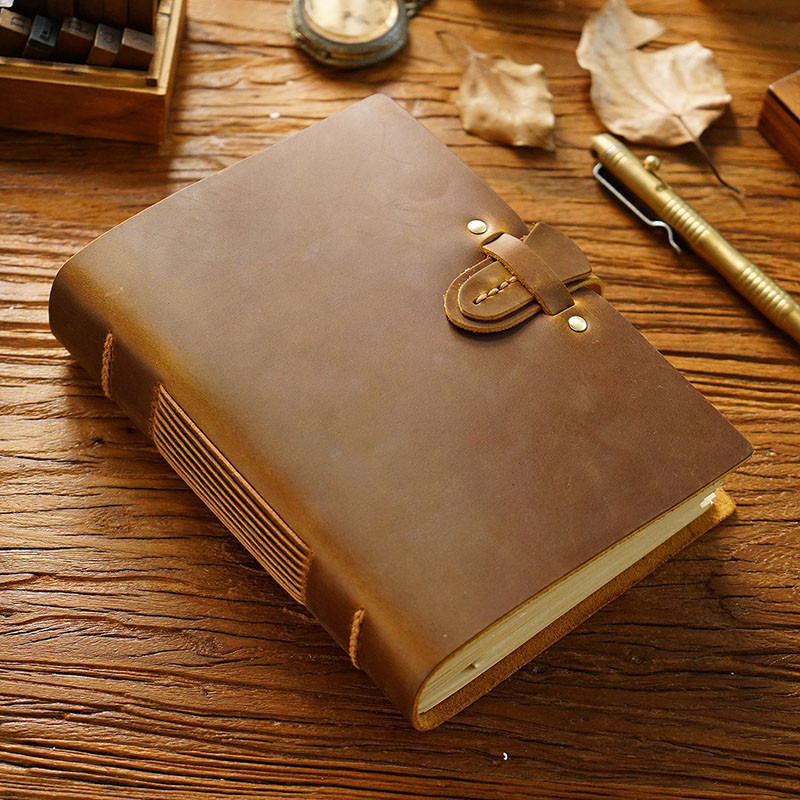 

Vintage Leather Notepad Creative Pure Manual First Layer Cowhide Rope Sketch Book Diary Gift For