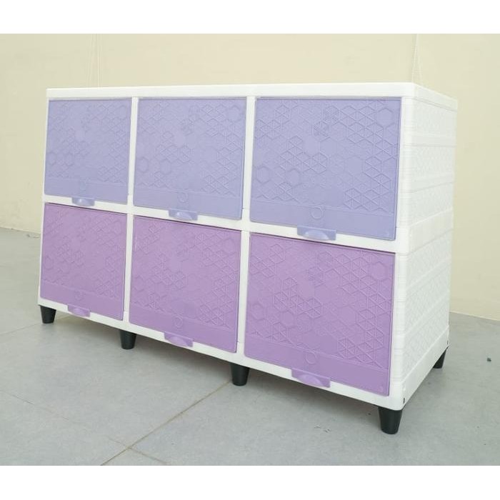 lemari plastik club flip susun 2 triple cream lemari club 6 kotak gjah