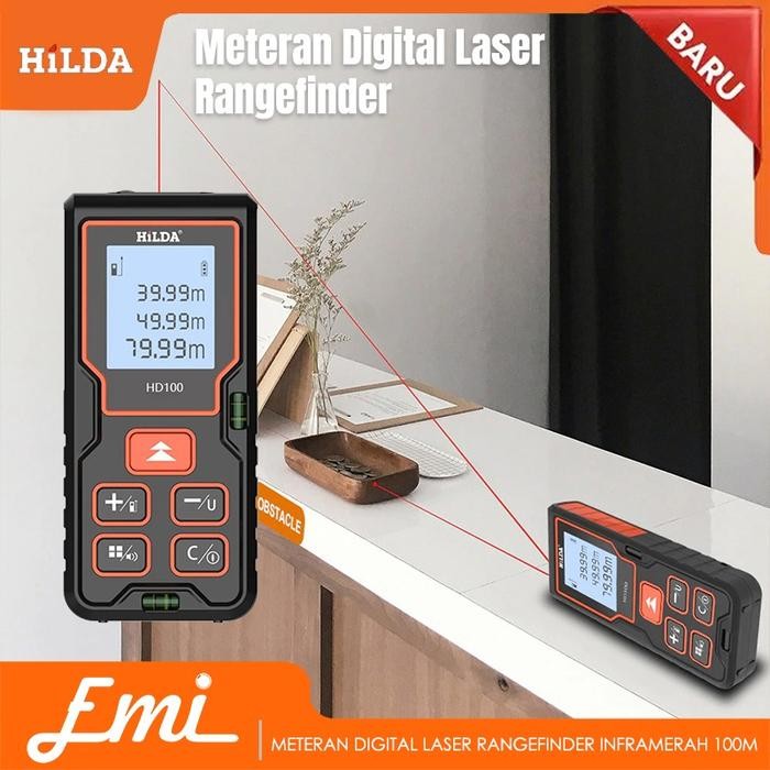 Hilda Meteran Digital Laser Rangefinder Inframerah 100M Alat Ukur Meteran Laser