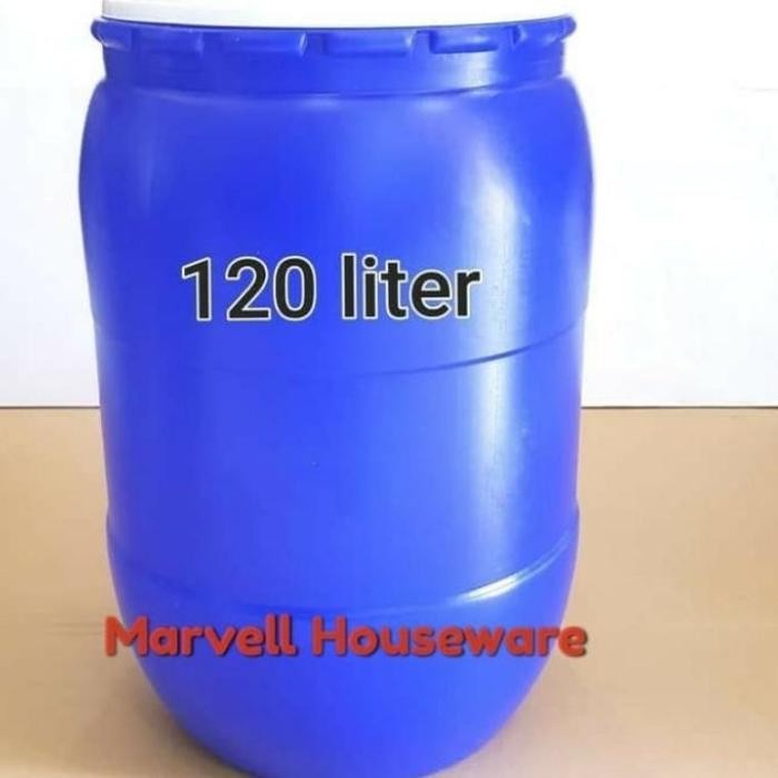 Terlaris Tong Air Biru Tutup Plastik 120 Liter Green Leaf 0512/Gentong Plastik/Ember Besar /Tong