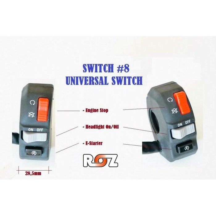 PREMIUM SAKLAR SWITCH ROZ #8 KANAN - ENGINE STOP ON/OFF+LAMPU ON/OFF+STATER