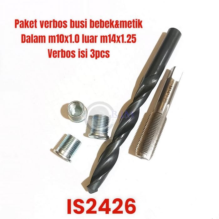 PREMIUM paket komplit verbos busi set tap n bor set sok drat busi pendek motor bebek n metik drat