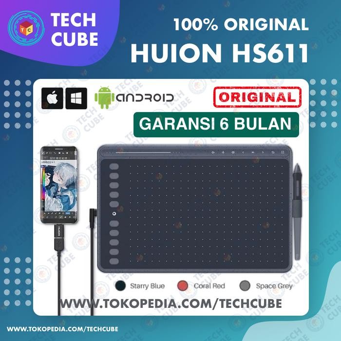 Huion Hs611 Digital Graphic Drawing Pen Tablet Gambar Design Alt H950P Promo