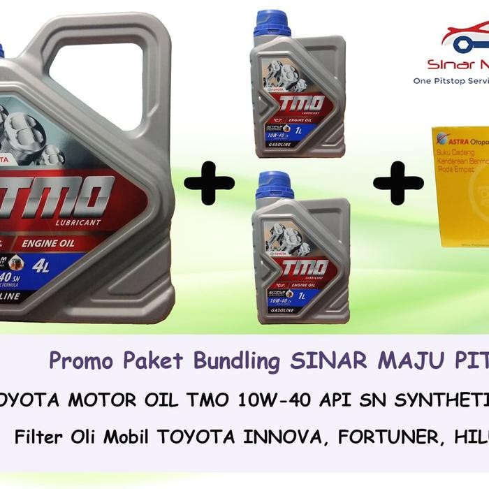 PREMIUM Paket Oli Mobil TMO 10W-40 ISI 6 LITER & Filter Oli MOBIL TOYOTA INNOVA & FORTUNER BENSIN