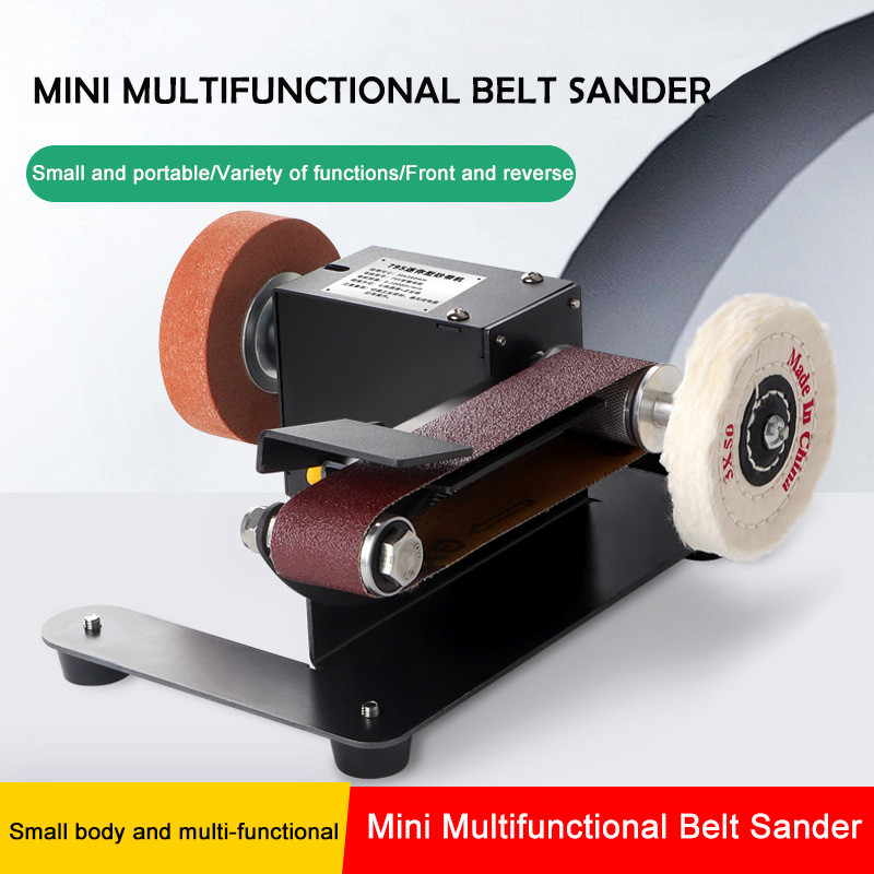 Mini Belt Sander Listrik Pengamplasan Poles Mesin Penggiling Desktop Amplas Grinding Desain Depan da