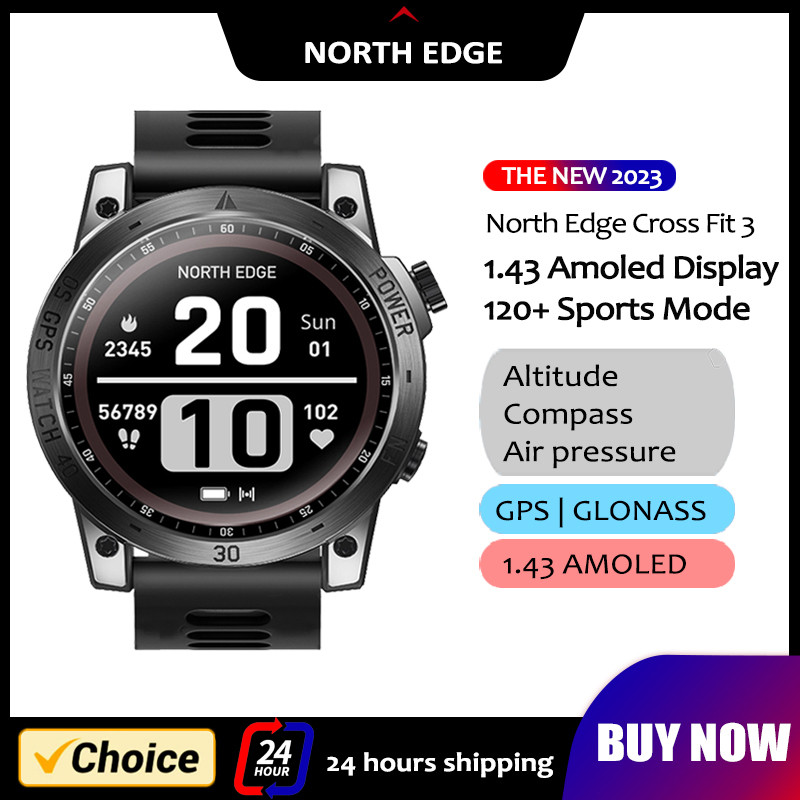 NORTH EDGE 2023 Jam Tangan GPS Baru Jam Tangan Pintar Olahraga Pria Layar  HD 50M ATM Altimeter Baro
