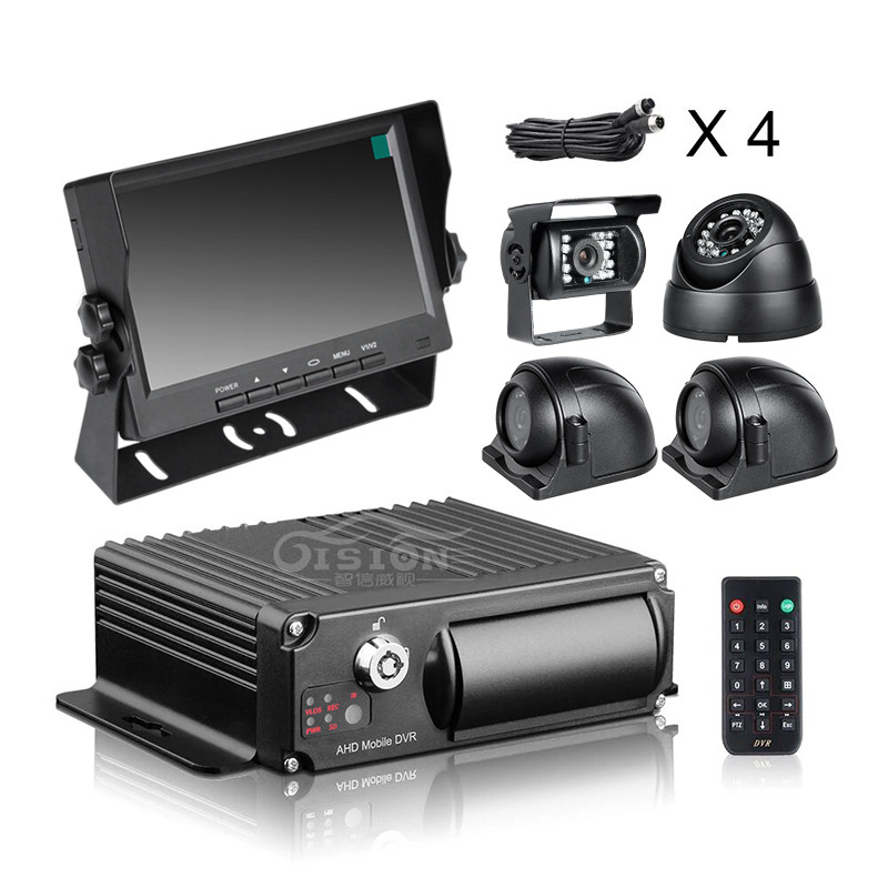Perekam Video Mobil Dvr Seluler 4CH SD MDVR + Kamera Cadangan Tampilan Depan Belakang 4X1080P AHD + 